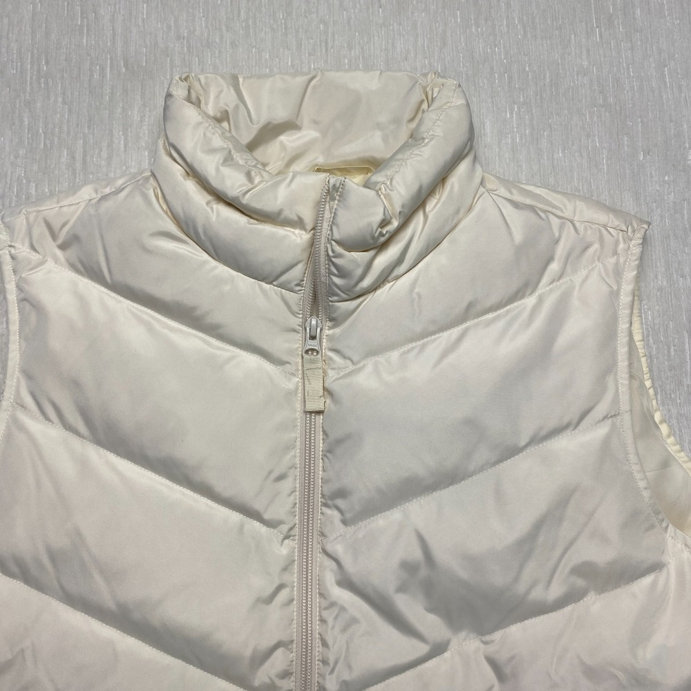 Lands' End Down Filled Puffer Vest Womens XL Cream Softshell Full Zip Outdoor - Picture 3 of 12